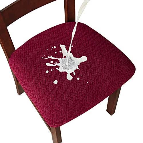 Genina Waterproof Seat Covers for Dining Room Chair Cover Set of 4 - color: Wine Red, size: 15-19in Waterproof