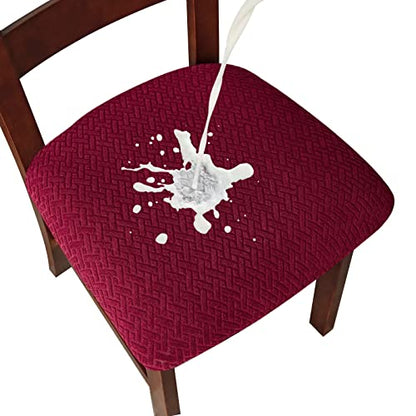 Genina Waterproof Seat Covers for Dining Room Chair Cover Set of 4 - color: Wine Red, size: 15-19in Waterproof