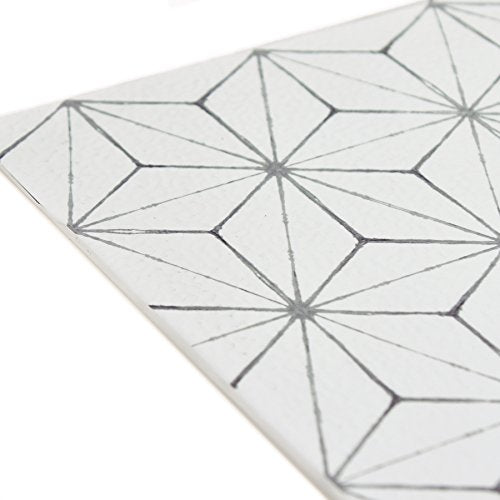 FloorPops Kikko White/Off-White Peel and Stick Floor Tiles - size: 60"L x 24"W x 0.06"T