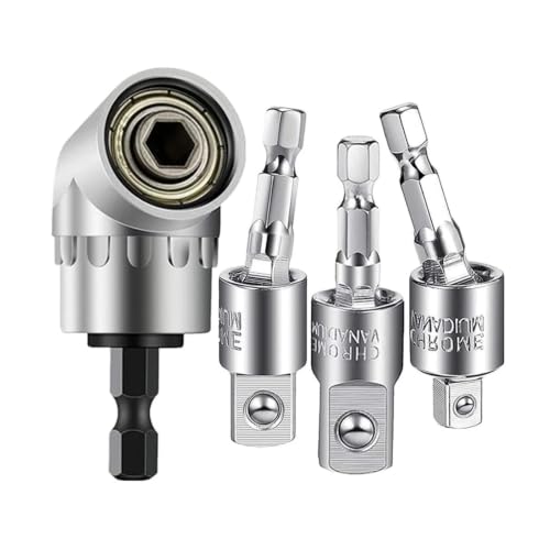 105 Degree Right Angle Drill Adapter 1/4 Inch Hex Bit Driver Attachment - color: Silver, size: 4 Pcs