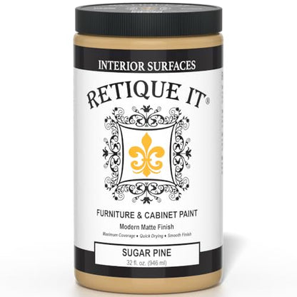 Retique It Furniture and Cabinet Paint - Paint for Cabinets, Dressers, Tables, Doors and DIY Home Decor Projects, Sugar Pine, 32 oz