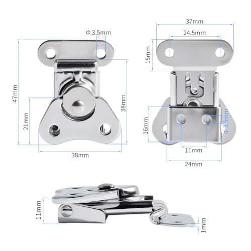 2 Pcs Butterfly Twist Latch, Small, Silver, Iron, 1.48" X 1.5" - size: Chrome-Plated Iron