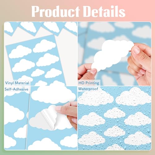 White Cloud Wall Decals, 8 Sheets 104 Pcs - color: White Cloud