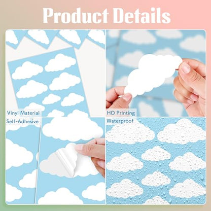 White Cloud Wall Decals, 8 Sheets 104 Pcs - color: White Cloud