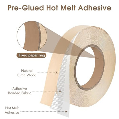 BEVTEE Wood Edge Banding 3/4 in × 50 ft, Iron on Birch Plywood Veneer Roll - color: wood, size: 3/4 inch x 50ft