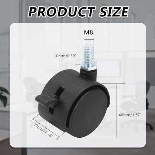 Murtenze 1.5 Inch Black Plastic Stem Casters Set of 4 - style: 1.5 Inch Stem(2 with Brake,2 with No Brake)