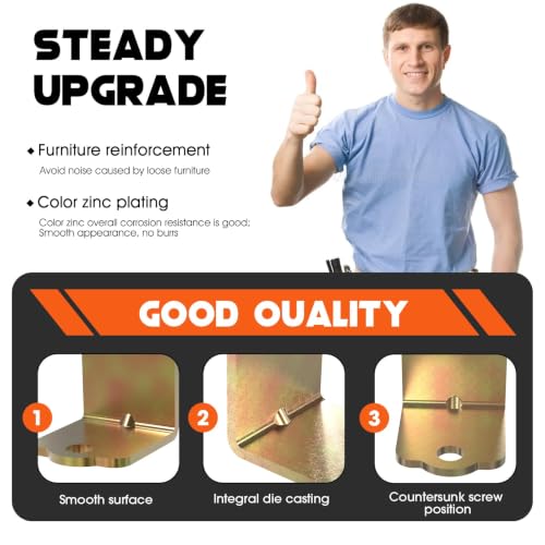 Table Leg Corner Brackets Heavy Duty with 90 Degree L Brackets 8PCS - color: Yellow