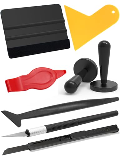 Spanno Car Vinyl Wrap Tool Kit - Includes Squeegees, Magnets, Knives and More - color: Set A