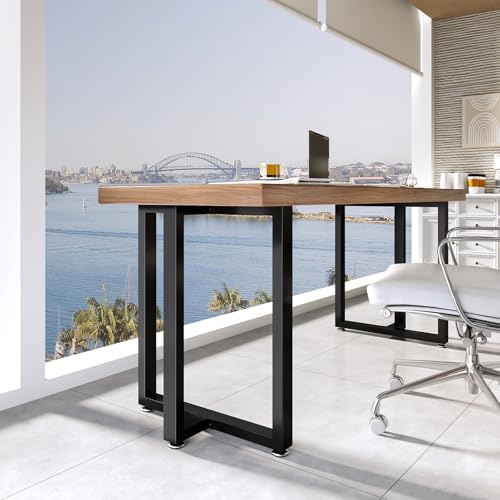 Giantjellies T Shape Heavy Duty Metal Table Legs Set of 2, 28" H×24" W Black Table Legs with Adjustable Foot Pads, 1000LBS Load Capacity for Desk Dining Bench - color: T-shape, size: 28"H24"W