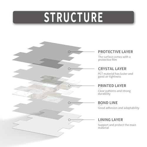 10 Sheets Peel and Stick Backsplash for Kitchen 12"X12" Renter Friendly Backsplash Back Splash Adhesive Subway Wall for Bathroom Tile Sticker Off-White Marble （Not 3D Tile