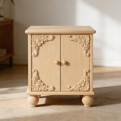 4PCS Unpainted Furniture Onlay Applique Frame Corner for Home, 9.5x9.5cm/3.74"x3.74", Unpainted Woodcarving Corner Decal Cabinet Door Wall Ceiling Dresser