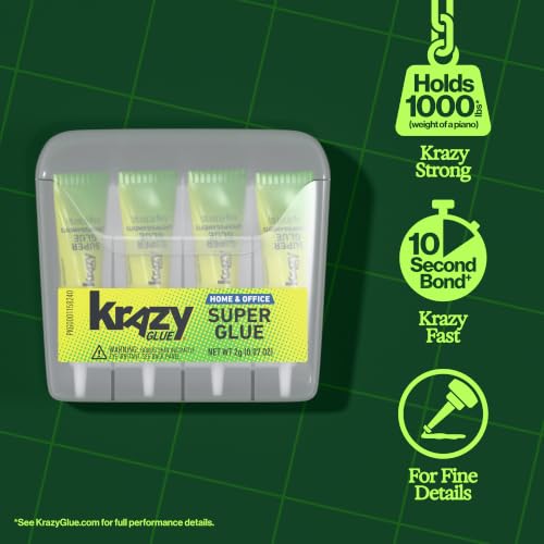 Krazy Glue Home & Office Superglue Singles, Fine Tip (4 x 0.5g Tubes)