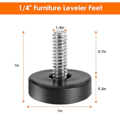 1/4" Thread Furniture Feet Levelers, 15PCS Adjustable Leveling Feet