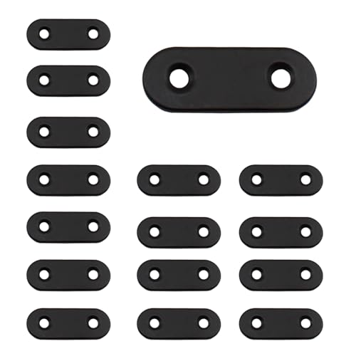 20 Pcs Black 1.5" Stainless Steel Straight Brackets, Flat Mending Plates for Wood Furniture Repair, 40x16mm Flat Brackets with Screws - size: 1.5" (40mm x 16mm)