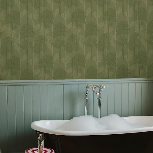 JiffDiff Dark Green Peel and Stick Wallpaper Self Adhesive 17.3" X 120" - color: Green, size: 17.3" x 120"