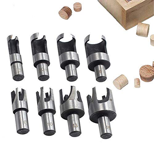 8-Pack Wood Hole Plug Cutter Set Carbon Steel Cutting Tools Cork Dowel Shank Drill Bit Knife for Woodworking Hole Saw Cutting 6MM 10MM 13MM 16MM (1/4 3/8 1/2 5/8)