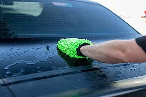 The Rag Company - Premium Chenille Microfiber Knobby Wash Mitts - Perfect for Car Washing and Detailing; Scratch-Free, Lint-Free, Double-Sided, Plush, and Absorbent; Lime Green (2-Pack) - color: Lime Green
