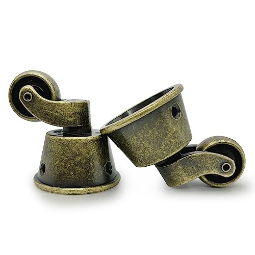 Swivel Caster Wheels Cup Type Solid Brass Castor for High Load Capacity Furniture, Universal Wheel Castors for Armchairs, Sofas, Beds, Antique Polished,φ1.77 / 45mm, Bronze 2 PCS - style: Bronze * Outer Cup Dia.1.77"/45mm* 2 PCS