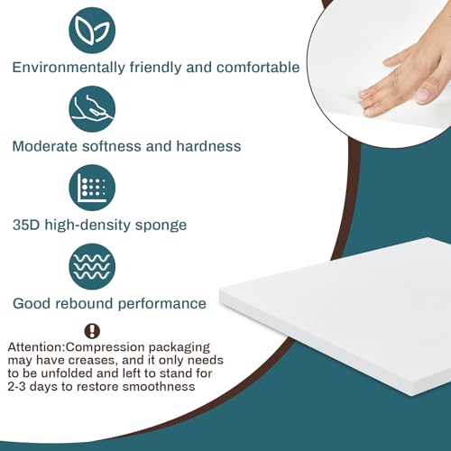 Frienda 1 Pack 1" x 18" x 18" Upholstery High Density Craft Foam, White - size: 1" X 18" X 18"