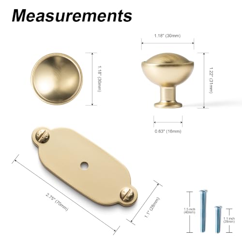 6Pack Champagne Bronze Cabinet Knobs with Backplate Drawer knobs - color: Champagne Bronze, style: Keelplate