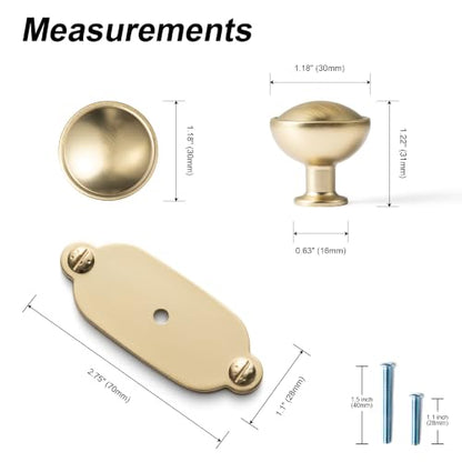 6Pack Champagne Bronze Cabinet Knobs with Backplate Drawer knobs - color: Champagne Bronze, style: Keelplate