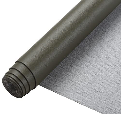 Picheng Smooth Faux Leather Sheets: 13.8"X53" Solid Soft Faux Leather Roll - color: Olive Green