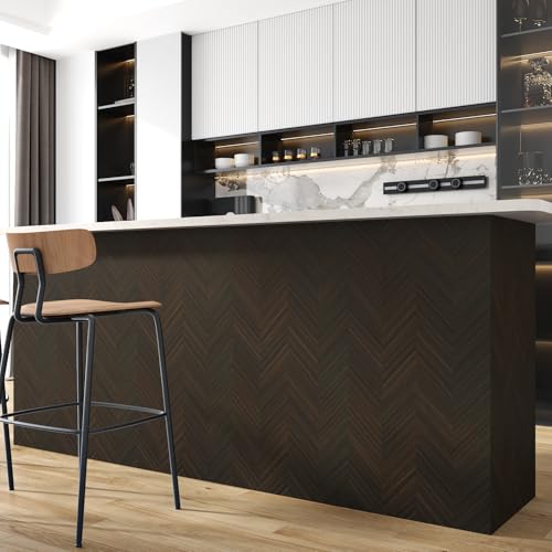 Dark Wood Grain Contact Paper Peel and Stick Chevron Wood Self Adhesive Wallpaper for Living Room Kitchen Wood Contact Paper for Cabinets Countertops Drawers Shelves Wood Vinyl Wrap 17.7" x 120" - color: Dark Herringbone