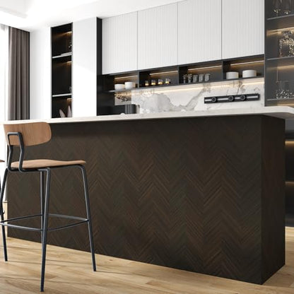 Dark Wood Grain Contact Paper Peel and Stick Chevron Wood Self Adhesive Wallpaper for Living Room Kitchen Wood Contact Paper for Cabinets Countertops Drawers Shelves Wood Vinyl Wrap 17.7" x 120" - color: Dark Herringbone