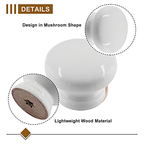 Zorfeter Wood Drawer Knobs, White, 20 Pcs - color: White Mushroom