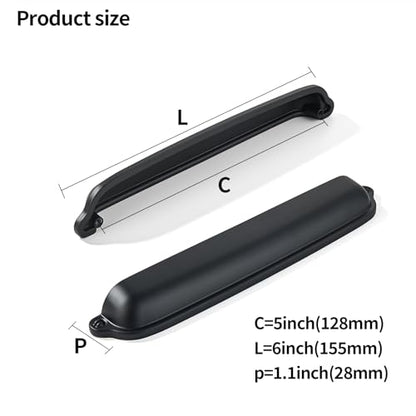 khtumeware 10 Pack Matte Black Cup Pulls 5 Inch Center to Center - Cabinet & Drawer Handles for Kitchen Hardware - color: Matte Black, size: 5"(128mm) Hole Center