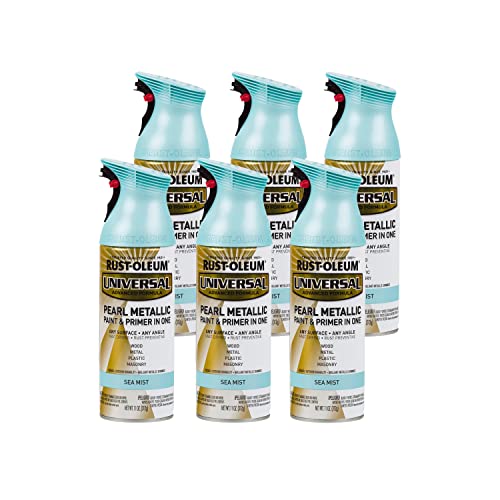 Rust-Oleum Universal All Surface Pearl Metallic Spray Paint, Sea Mist - color: Sea Mist, size: 11 Ounce (Pack of 6)