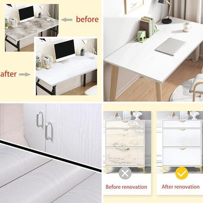 tiltil Peel and Stick Wallpaper Wood Contact Paper White 17.3x393in - size: 17.7" x 393"