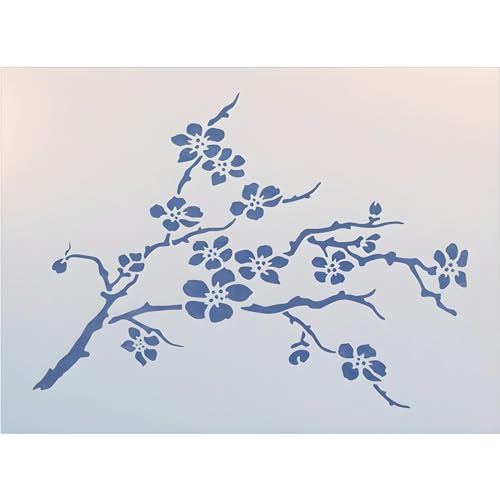 Cherry Blossom Large Stencil - 14" x 10.25" Template for Walls, Furniture & DIY Crafts – Reusable Mylar Painting Stencil for Home Décor, Art Projects & Scrapbooking – The Artful Stencil