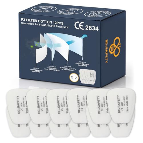 12 PCS P2 Replacement Dust Filters for RD-510 RD-518 Half Face & RF-610 Full Face Reusable Respirator, Particle Filter Inserts for Sanding, Woodworking, Grinding, Construction Dust, Workshop Use