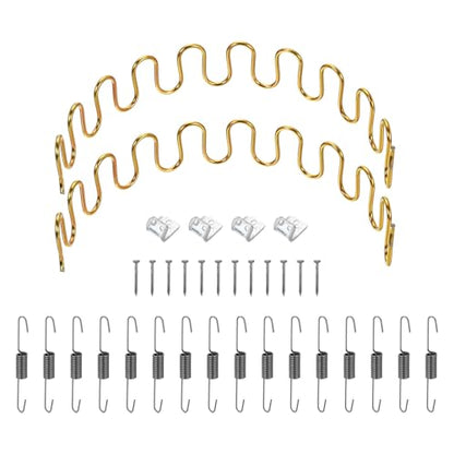 uxcell 2Pcs 17.7" Upholstery Spring Replacement Kit, Carbon Steel Sagging Cushions Repair Kit Arch Spring with Balance Hooks, S Spring Clips, Screws for Sofa Recliner Chair, Gold - color: Gold, size: 17.7"