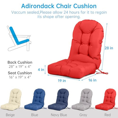 Adirondack Chair Cushion Waterproof Outdoor Rocking Chair Pads - color: Red