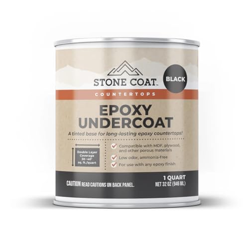 Stone Coat Countertops Epoxy Undercoat Black (1 Quart) for Bar Tops & More - color: Black, 32 Oz