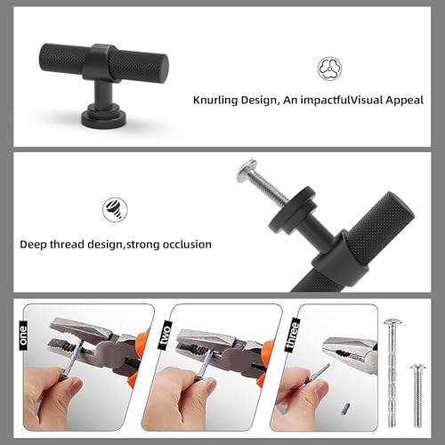20 Pack Cabinet knurled Knobs Matte Black Kitchen Cabinet Knobs Aluminum and Zinc Alloy Drawer Pulls Solid Cabinet Hardware - color: Matte Black, size: 1.38'' Diameter(35mm)