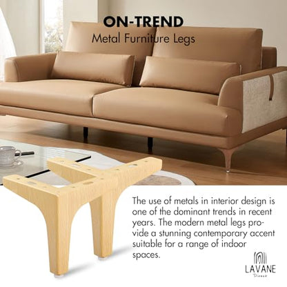 La Vane 4 Inch Diamond Triangle Metal Furniture Legs 4PCS- Heavy Duty Iron - color: Natural Wood, size: 4" / 10cm