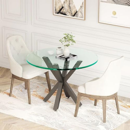28" Metal Table Base with Suction Cups, Fits Glass Marble Wood - color: Metal Black