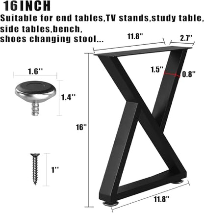 NXN-HOME 16'' Tall Metal Table Legs for Furniture, Bench Legs, Coffee Table Legs, DIY Furniture Legs Set of 2