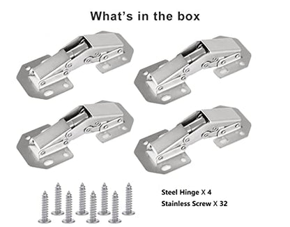 4-Pack Hidden Hinges for Cabinet Doors Frameless, Concealed Cabinet Hinges, 90 Degree Surface Mount Hinges - size: 4 Pack