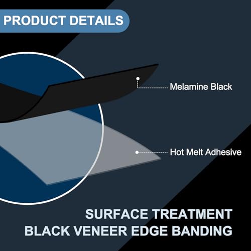 MECCANIXITY Black Edge Banding 50 ft x 2-5/32 Inch Veneer Tape Pre-glued Flexible Plywood Edge Banding with Hot Melt Adhesive for Furniture Restoration - size: 50 ft x 2-5/32 Inch