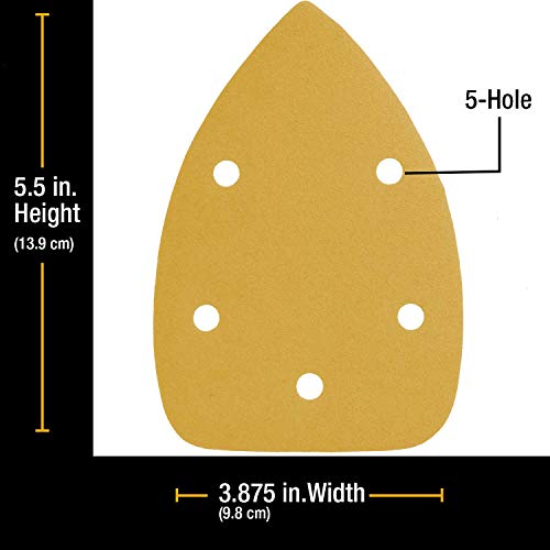 Dura-Gold Mouse Detail Sander Sandpaper Sanding Sheets, 5 Hole, 120 Grit - size: 120-Grit