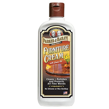 Parker & Bailey Furniture Cream - Multisurface Wood Cleaner and Polish Furniture Quick Shine Restorer Protector Kitchen Cabinets Surface Cleaner House Cleaning Supplies Home Improvement - size: 8 Ounce (Pack of 1)