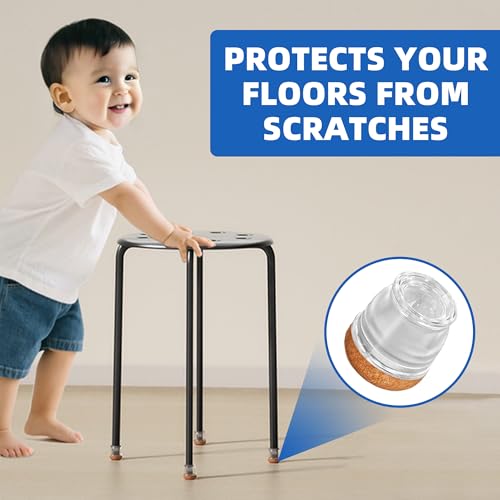 20PCS Clear Extra Small Skinny Chair Leg Floor Protectors, Fit 0.4"-0.5" - size: XXSmall (Fit 0.4"-0.5")