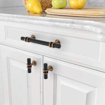 Asidrama 30 Pack 3 Inch(76mm) Champagne Bronze and Matte Black Cabinet Pulls Heavy-Duty Solid Kitchen Cabinet Handles Black Drawer Hardware for Bathrooms Cabinets - color: Black-Champagne Bronze, size: 3" Hole Center, style: 30 Pack