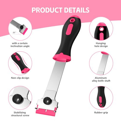 3 Pack Razor Blade Scraper Set, Includes 30 Plastic & 30 Metal Blades(Pink) - color: Pink