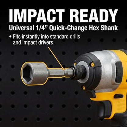 Drilax 14-Pc Nut Driver Bit Set, SAE & Metric, 1/4 in Hex, Impact Ready
