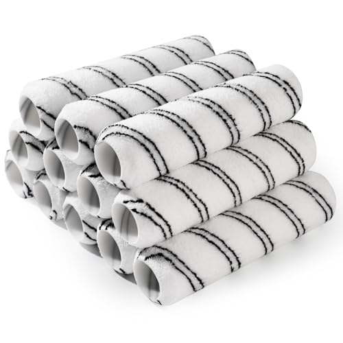 Microfiber Paint Roller 9 Inch, 3/8 Inch Nap, 12 Pack - color: 9 inch paint roller 12 pack